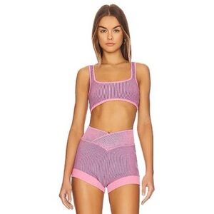 FOR LOVE & LEMONS NWT Pink Ribbed Knit Gemma Bralette Top/Shorts Set